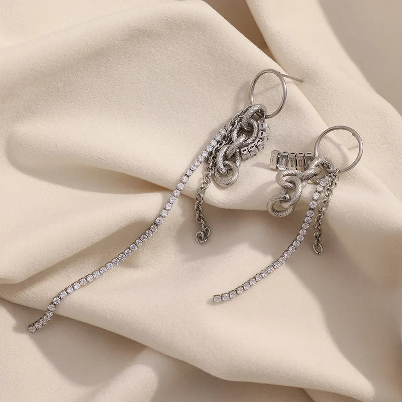 Zircon Tassel Earrings