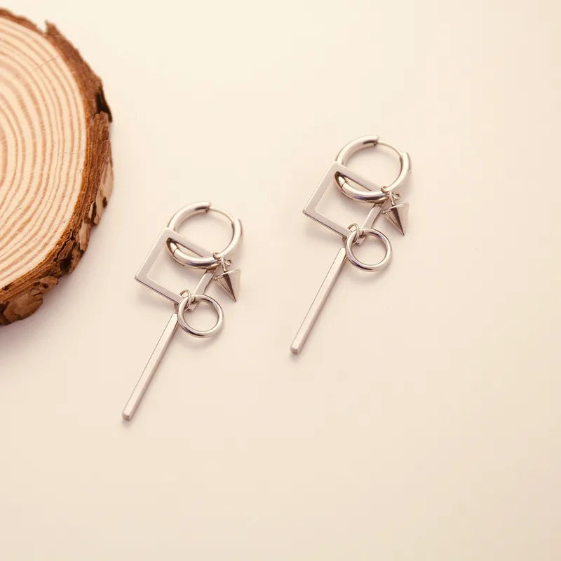 Round Rhombus Rectangle Drop Earrings