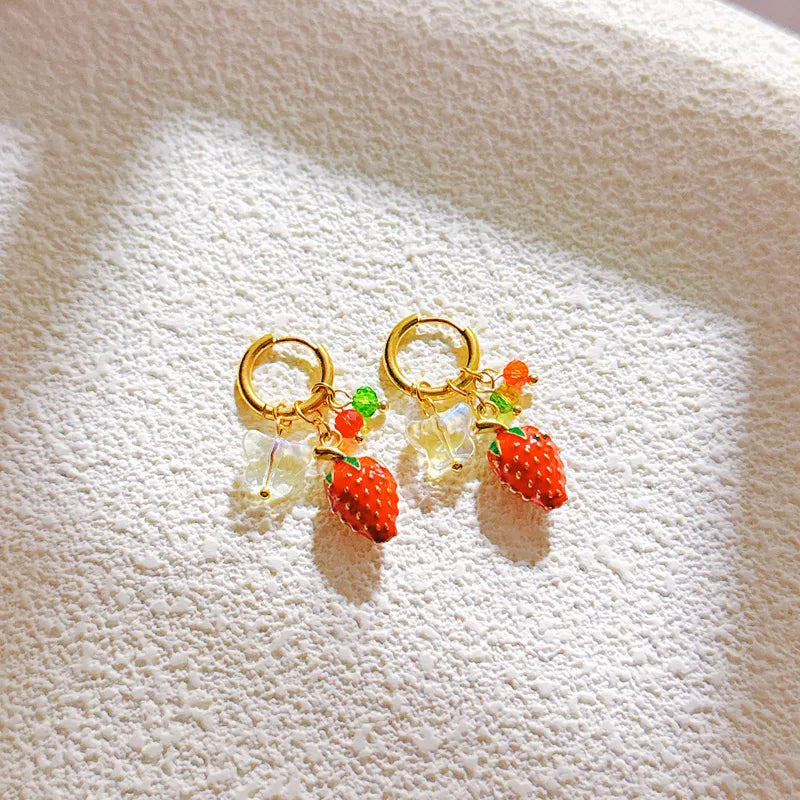 Strawberry Sparkle Drop Earring