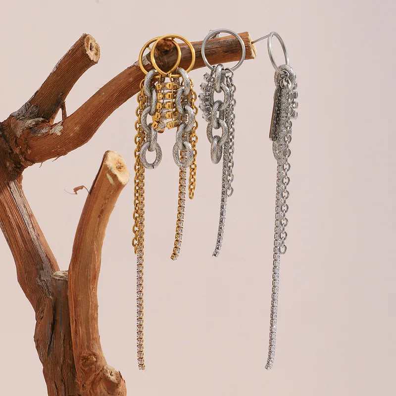 Zircon Tassel Earrings