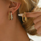 Duo Tone Luxe Hoop Earring