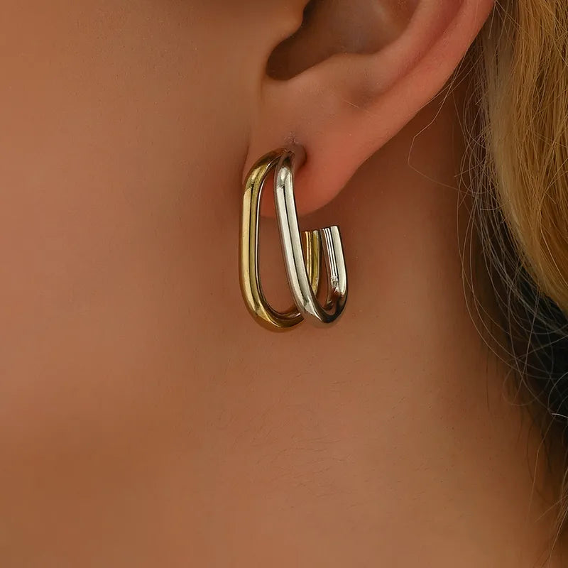 Duo Tone Luxe Hoop Earring