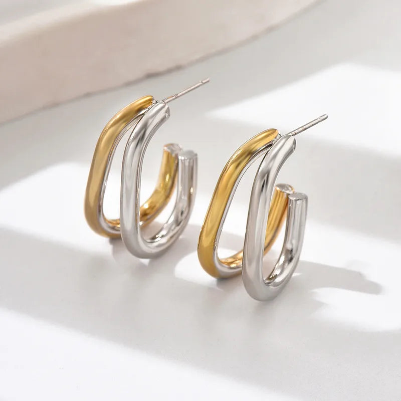 Duo Tone Luxe Hoop Earring