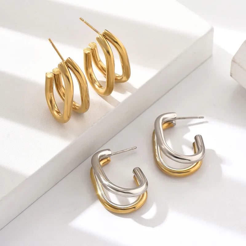 Duo Tone Luxe Hoop Earring