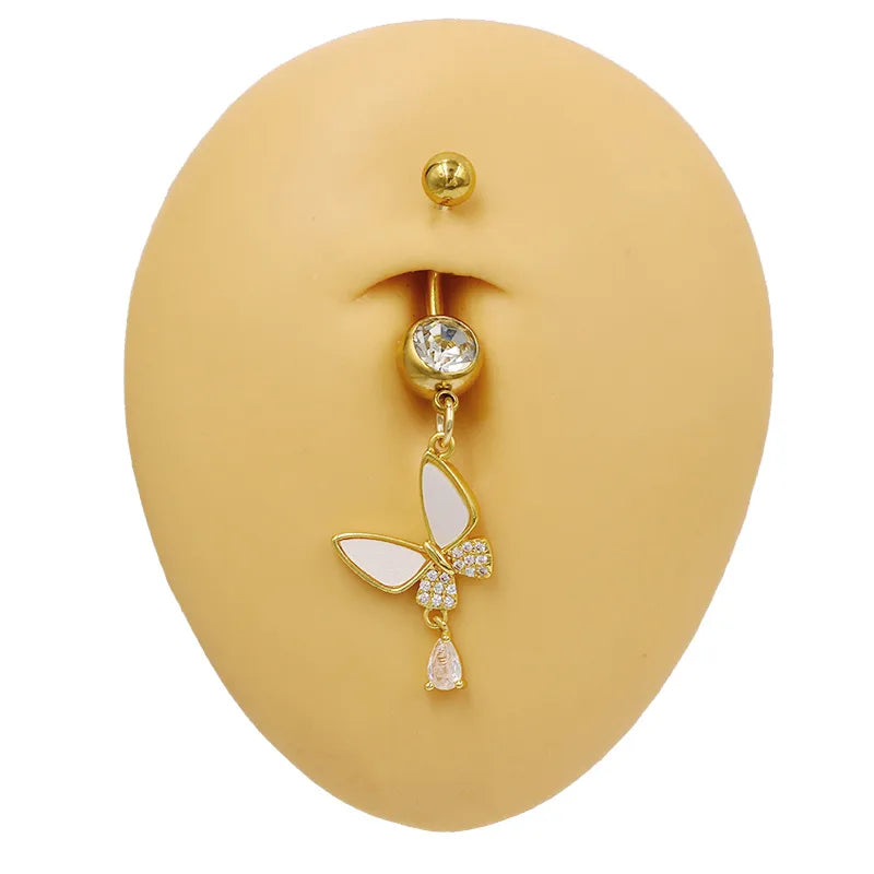 White & Gold Butterfly Charm