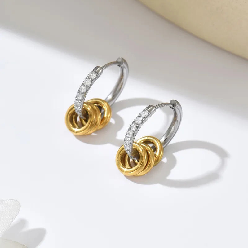 Golden Interlock Hoop Earring