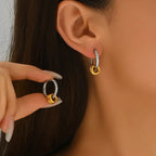 Golden Interlock Hoop Earring