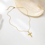 Cross Inlay Zircon Necklace