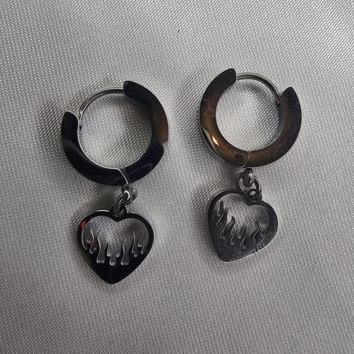 Heart Drop Huggies Earrings