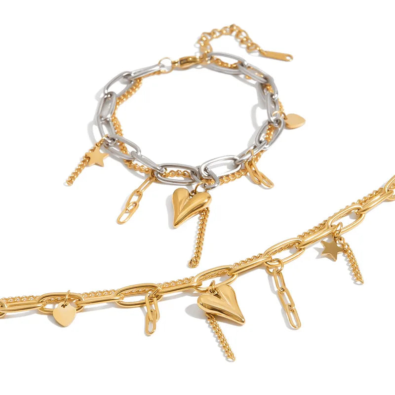 Casual Streetwear Geometric Heart Shape Chain Bracelet