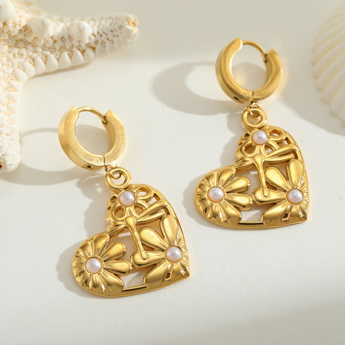 Heart Shaped Flower Earring