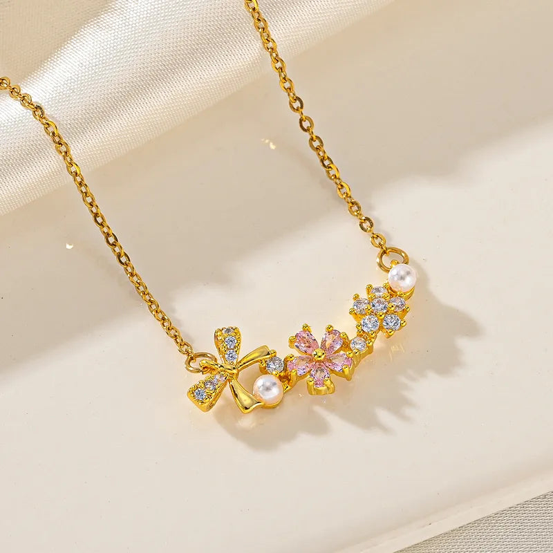 Classic Bow Knot Diamond Pendant Necklace