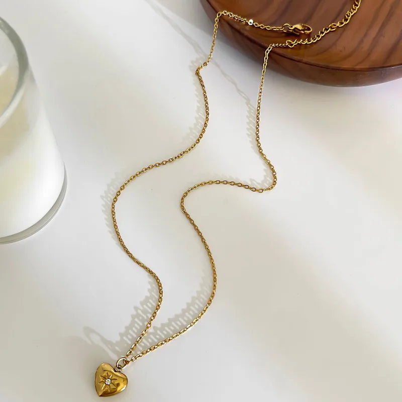 Geometric Heart Pendant Necklace