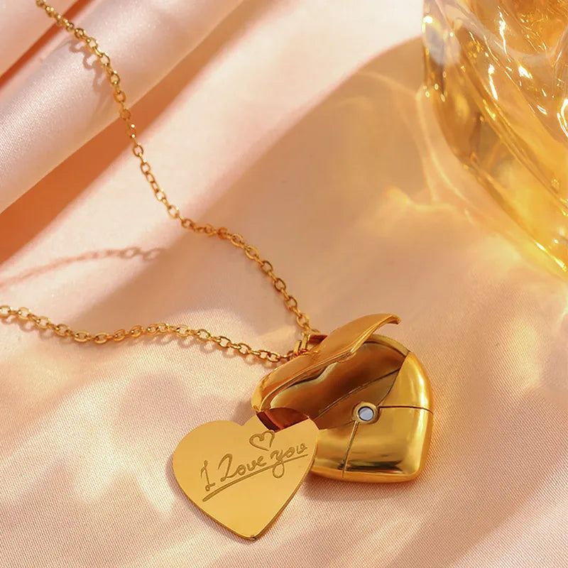 Letter Heart Locket Necklace
