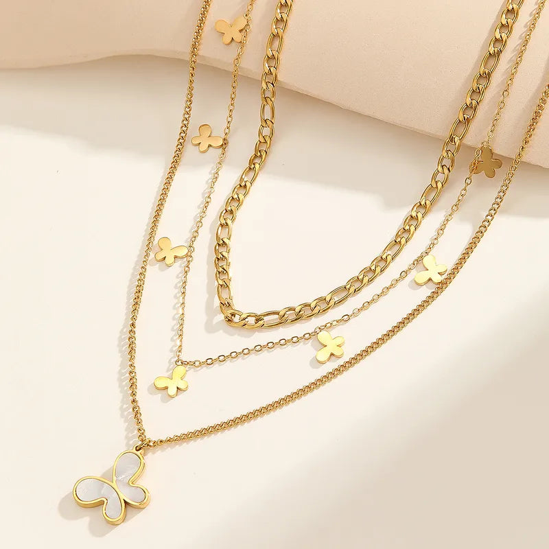 Three Layered Butterfly Necklace