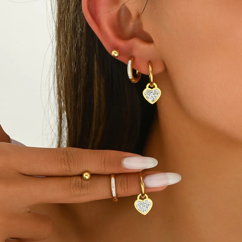 Heart Drop Earring & Stud Stacker