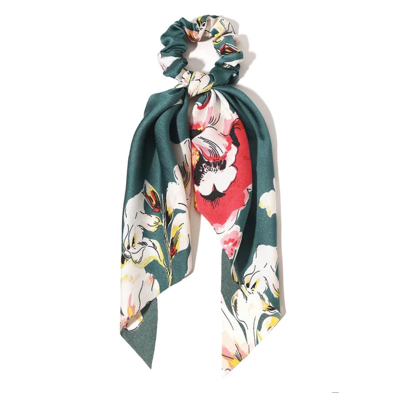 Floral patterned hair scarf on a white background