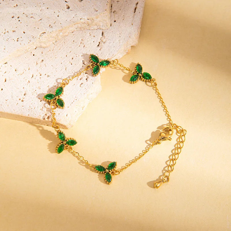 Ruby Flora Charm Chain Bracelet