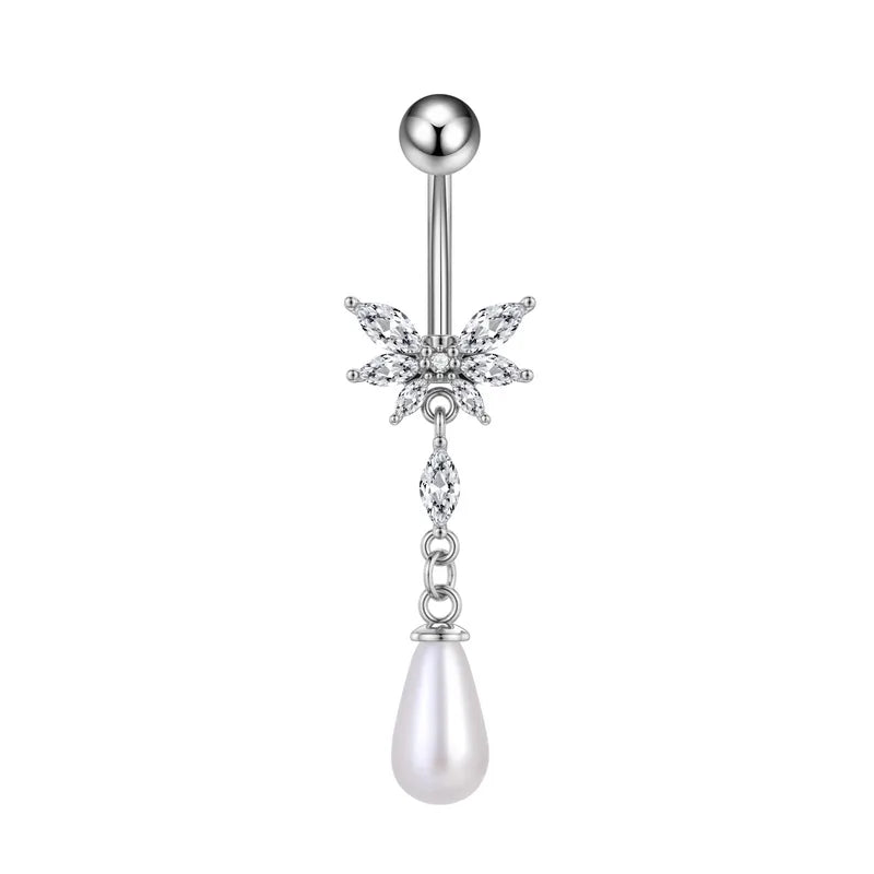 Crystal Butterfly & Teardrop Pearl