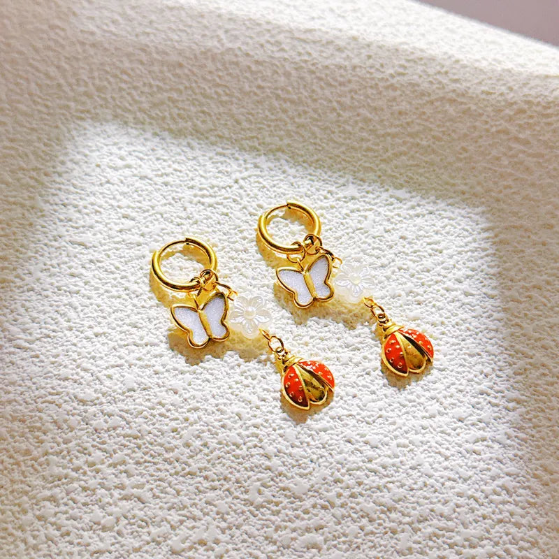 Butterfly & Ladybug Drop Earring