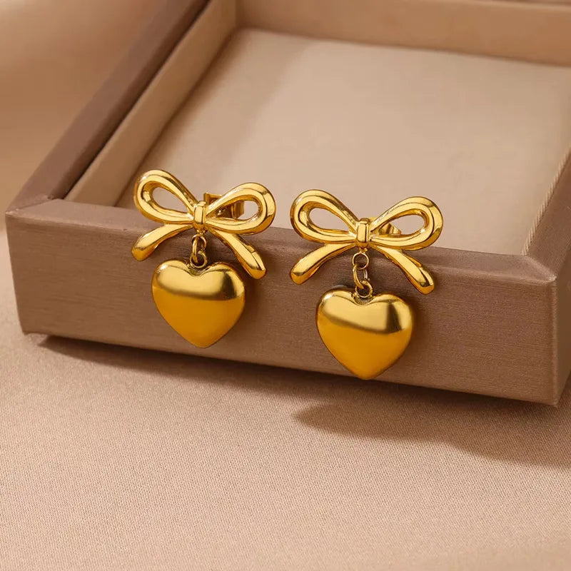 Bow Heart Earring