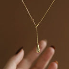 Golden Teardrop Lariat Necklace