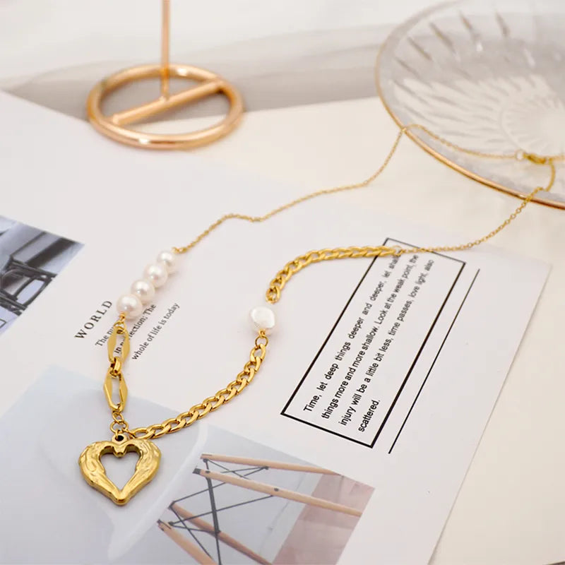 Angel Heart Pearl Chain Necklace