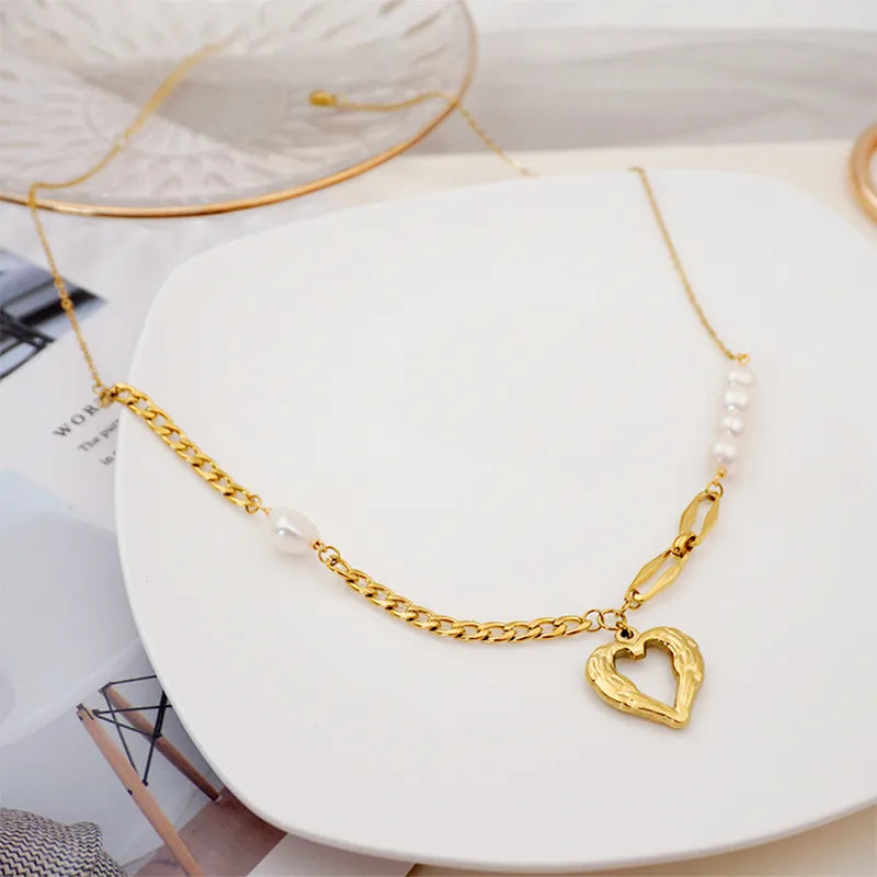 Angel Heart Pearl Chain Necklace