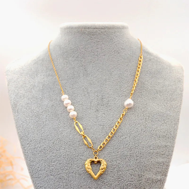 Angel Heart Pearl Chain Necklace