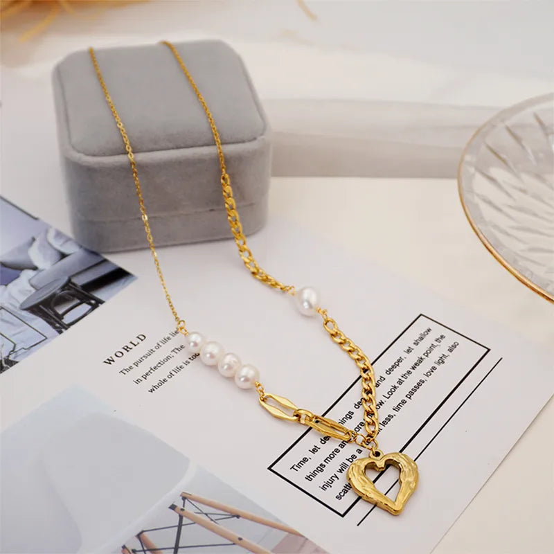 Angel Heart Pearl Chain Necklace