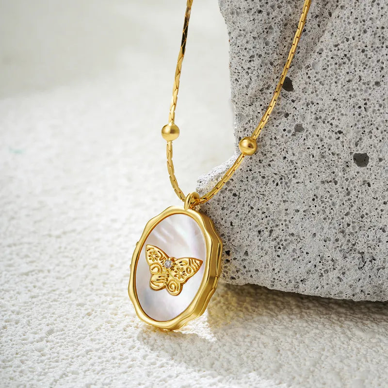 Butterfly Shell Pendant Necklace