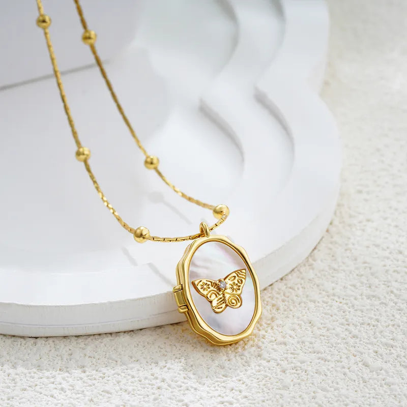 Butterfly Shell Pendant Necklace