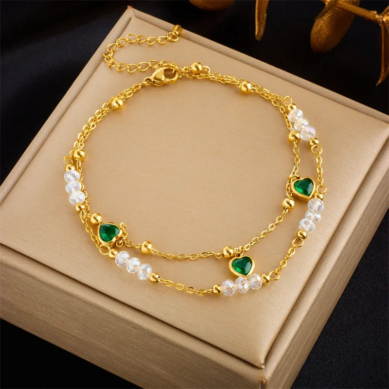 Heart Zircon Anklet
