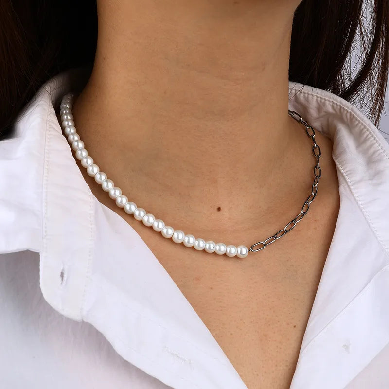 Classic Style Pearl Mariner Chain Necklace
