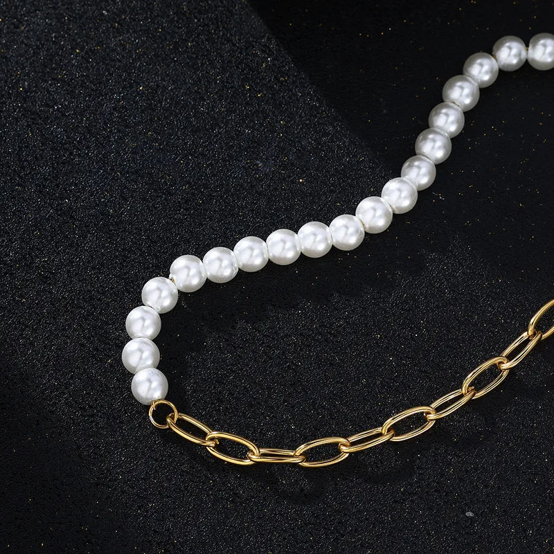 Classic Style Pearl Mariner Chain Necklace