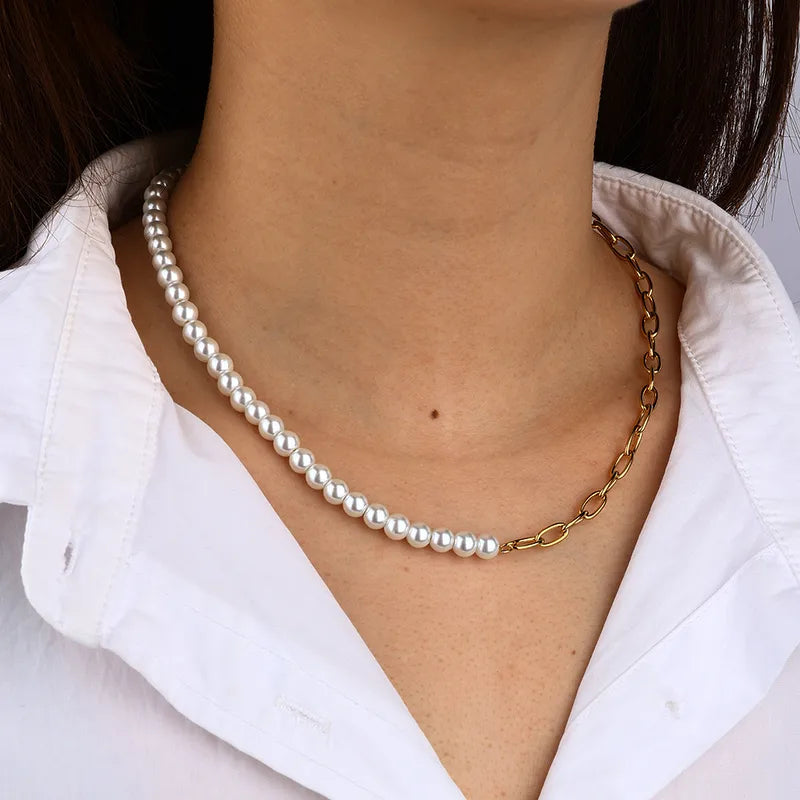 Classic Style Pearl Mariner Chain Necklace