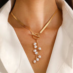 Golden Vine Pearl Drop Necklace