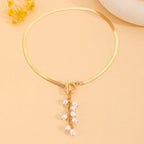 Golden Vine Pearl Drop Necklace