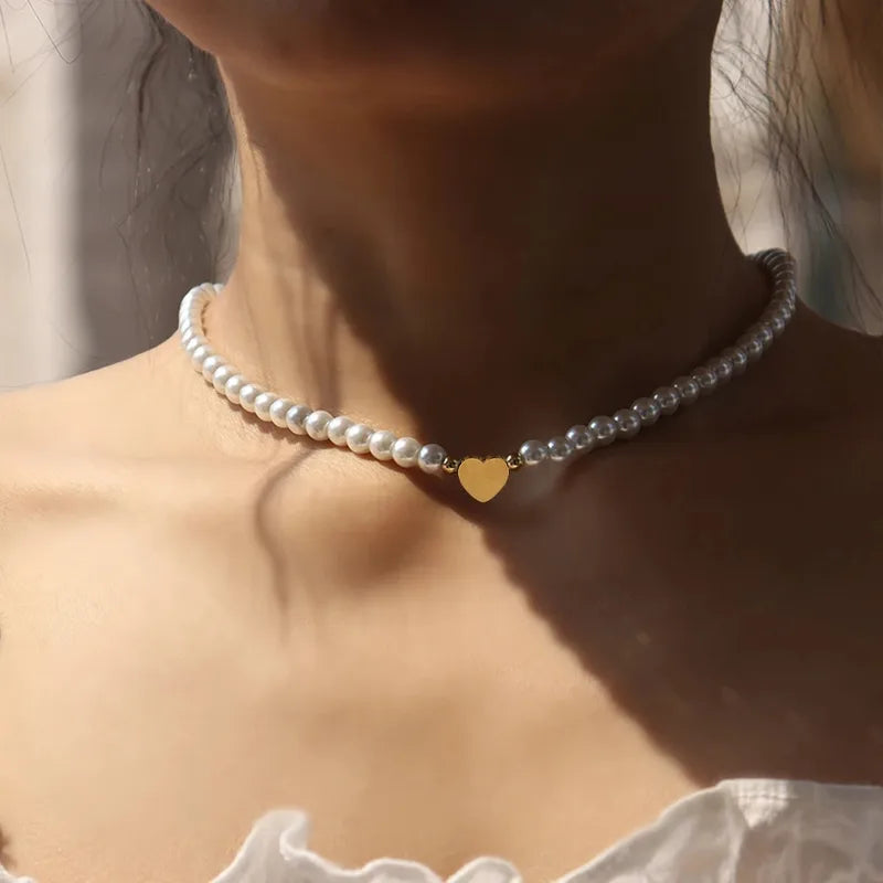 Pearl Heart Pendant Necklace