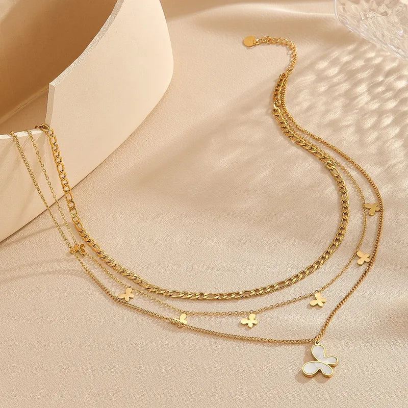 Three Layered Butterfly Necklace