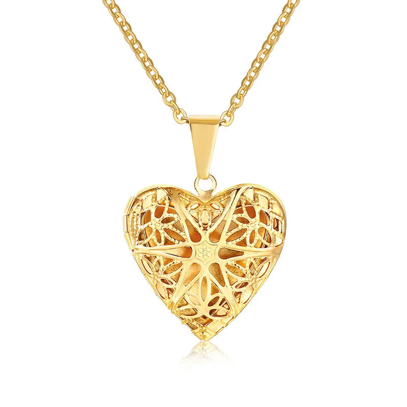 Golden Lace Heart Pendant Necklace
