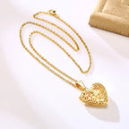 Golden Lace Heart Pendant Necklace