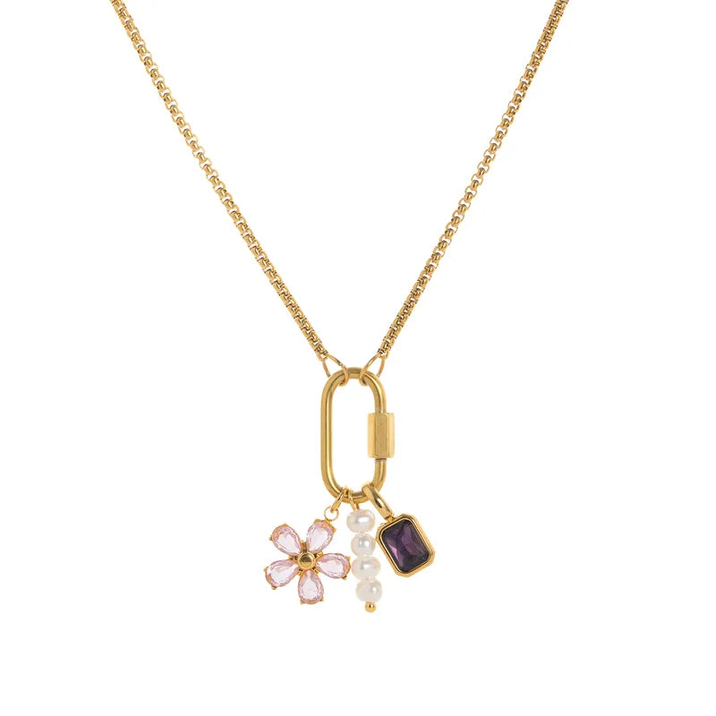 Floral Sparkle Charm Necklace