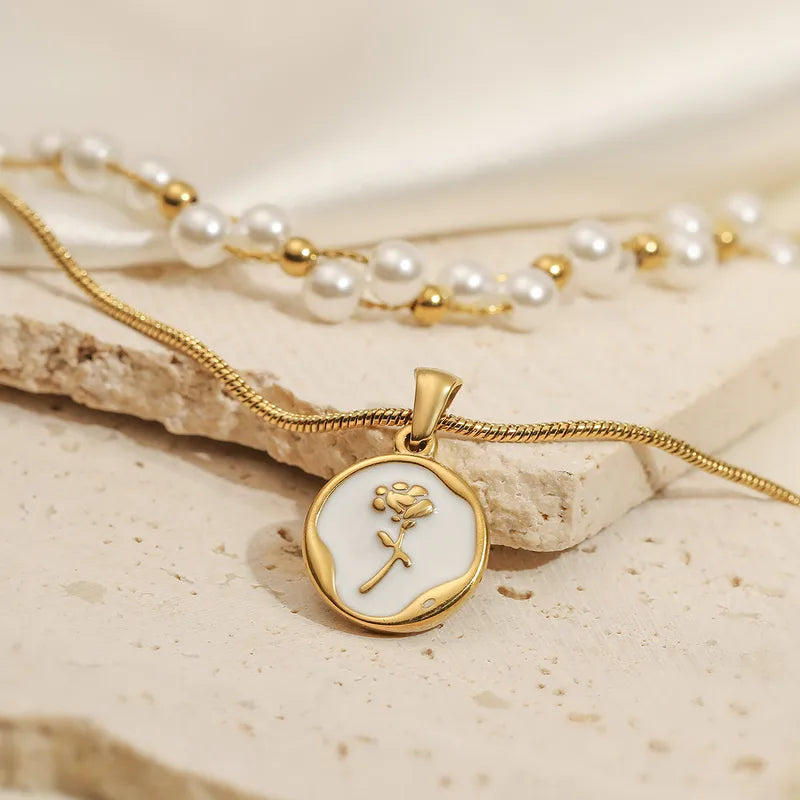Pearl Fleur Cable Chain Layered Necklace