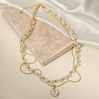 Pearl Fleur Cable Chain Layered Necklace