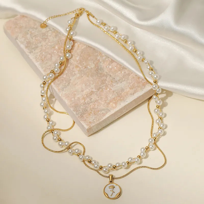 Pearl Fleur Cable Chain Layered Necklace