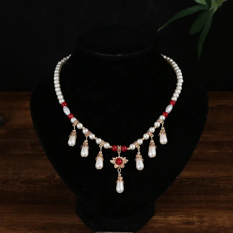 Scarlet Pearl Symphony Necklace
